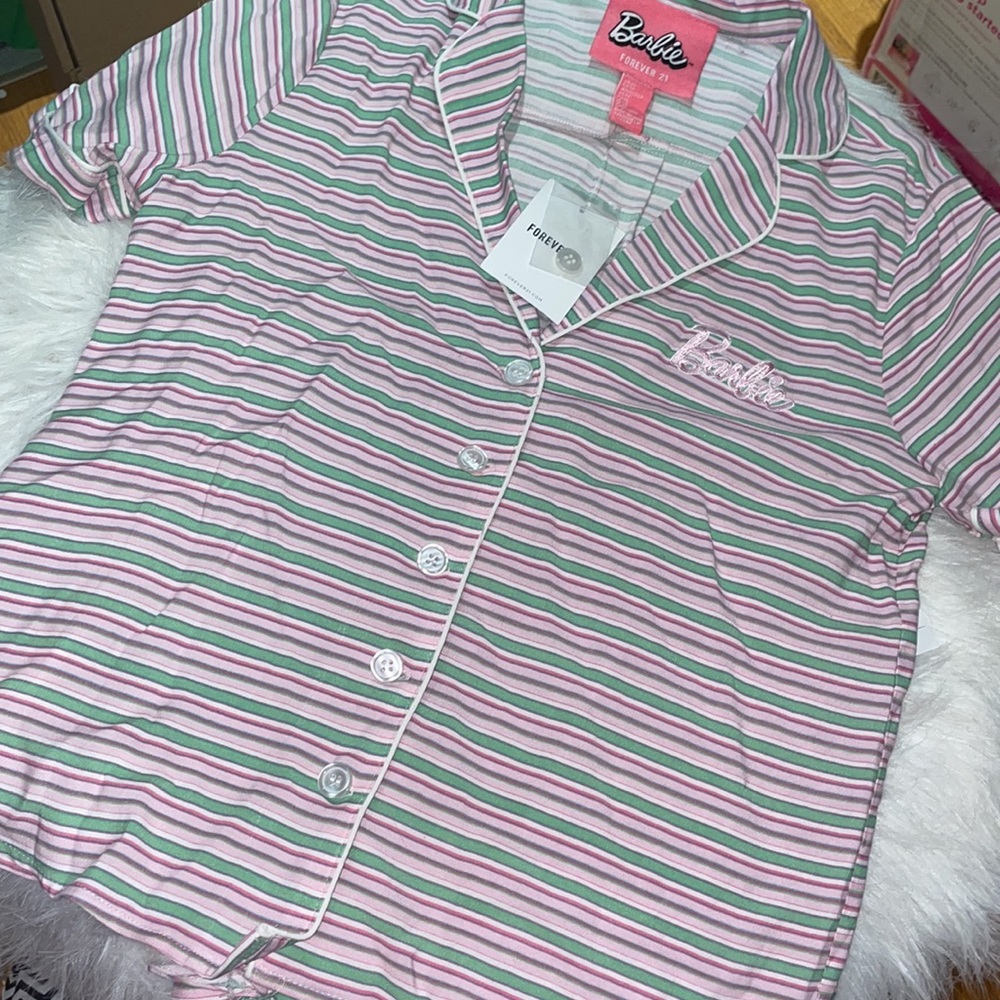 Barbie Pajama Set NEW XS Striped with Pockets 💓 - Picture 4 of 5